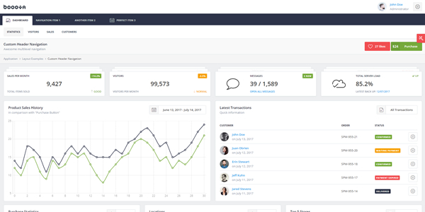 Custom Header Navigation
